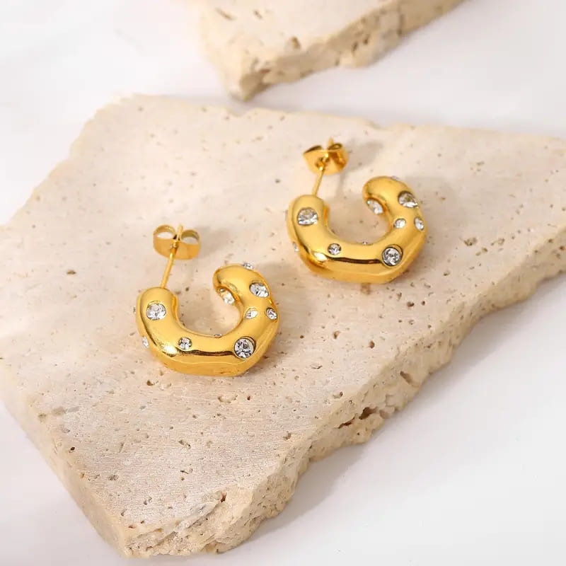 Zirconia C-Hoop Earrings