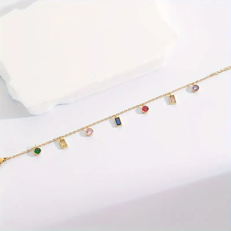 Rainbow Charm Bracelet – 18K Gold Plated Stainless Steel