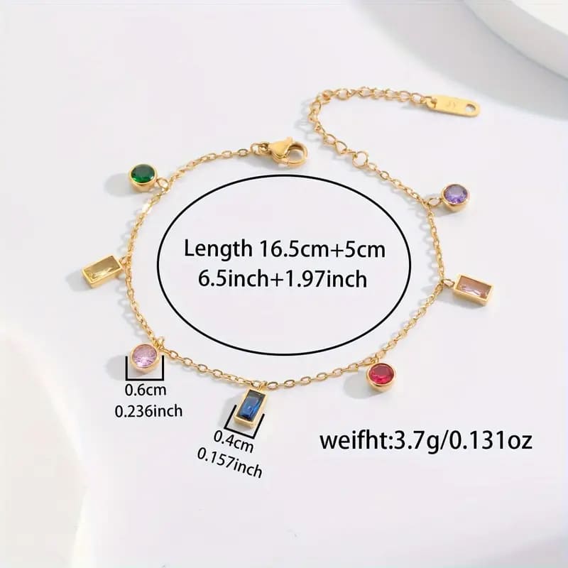 Rainbow Charm Bracelet – 18K Gold Plated Stainless Steel