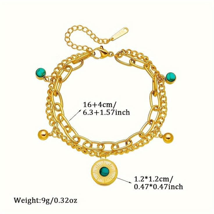 18k Gold plated - Boho Bliss Double Layer Bracelet - Stainless Steel - Glamoria