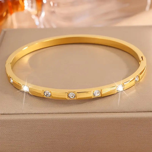 18k Gold Plated - Luminous Elegance Bracelet - Stainless Steel - Glamoria