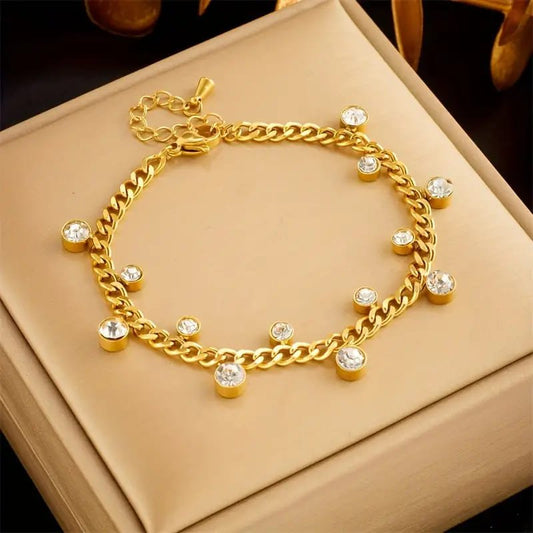 18K Gold Plated - Radiant Charm Zircon Bracelet - Glamoria