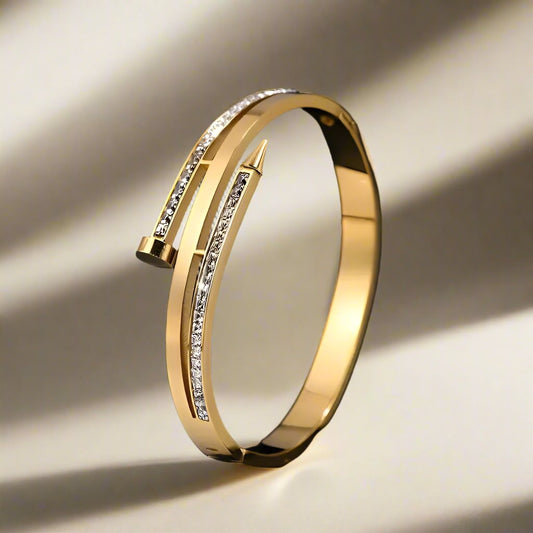 Radiance Double Row Nail Bracelet – 18K Gold Plated Stainless Steel