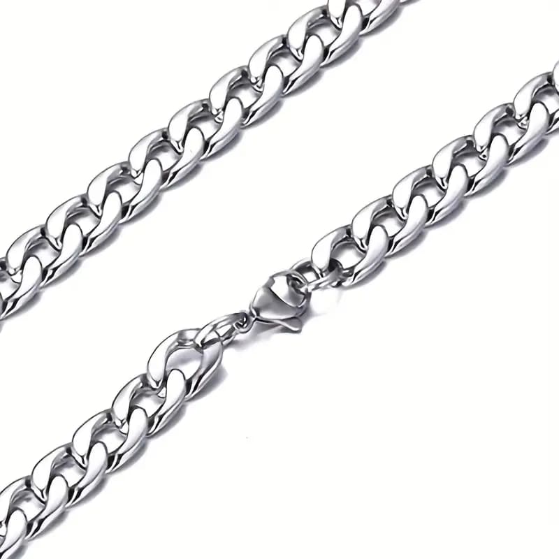 Silver Titan Cuban Chain – 8mm Wide Stainless Steel