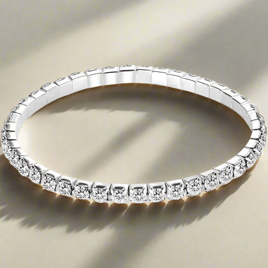 Rhinestone Tennis Bracelet - Elastic & Adjustable