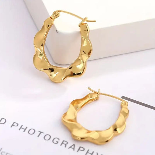 Golden Bamboo Wave Earrings