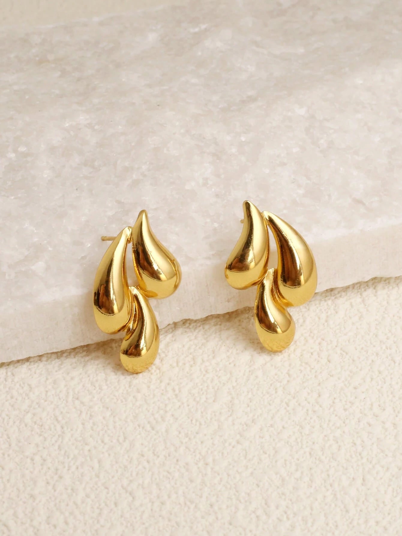 Golden Dew Drops Stud Earrings