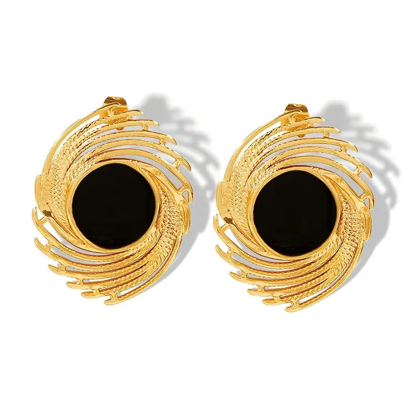 Swirl Elegance 18K Gold-Plated Stud Earrings ✨