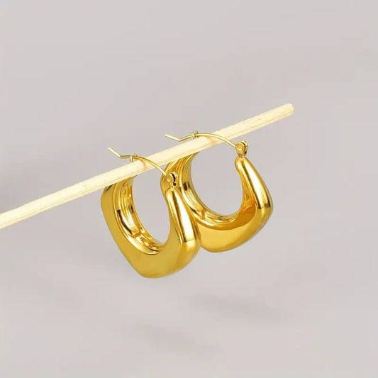 Stainless Steel Luna Hoops 18k Gold Plated