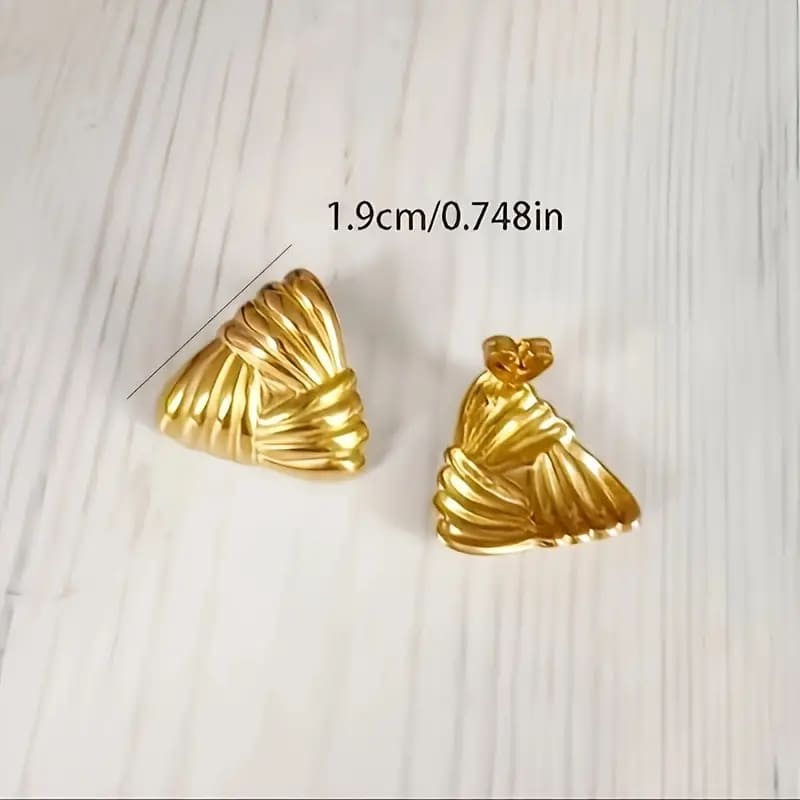 Golden Ripple Triangle Studs