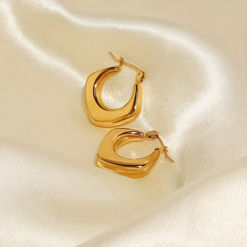 Stainless Steel Luna Hoops 18k Gold Plated