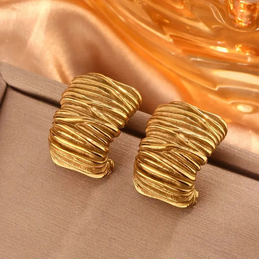 Golden Ripple Vintage Studs