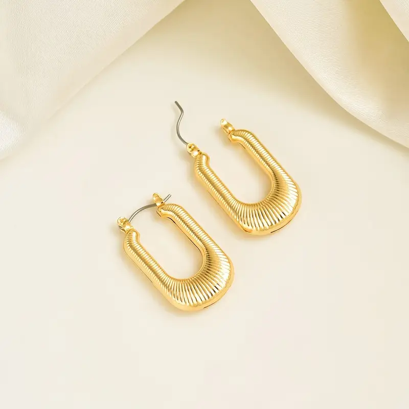 Stainless Steel U-Hoop Earrings 18k Gold Plated