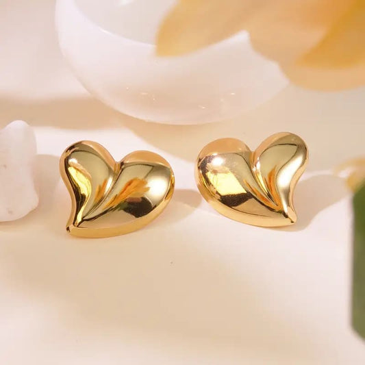 Puffy Heart Stainless Steel Stud