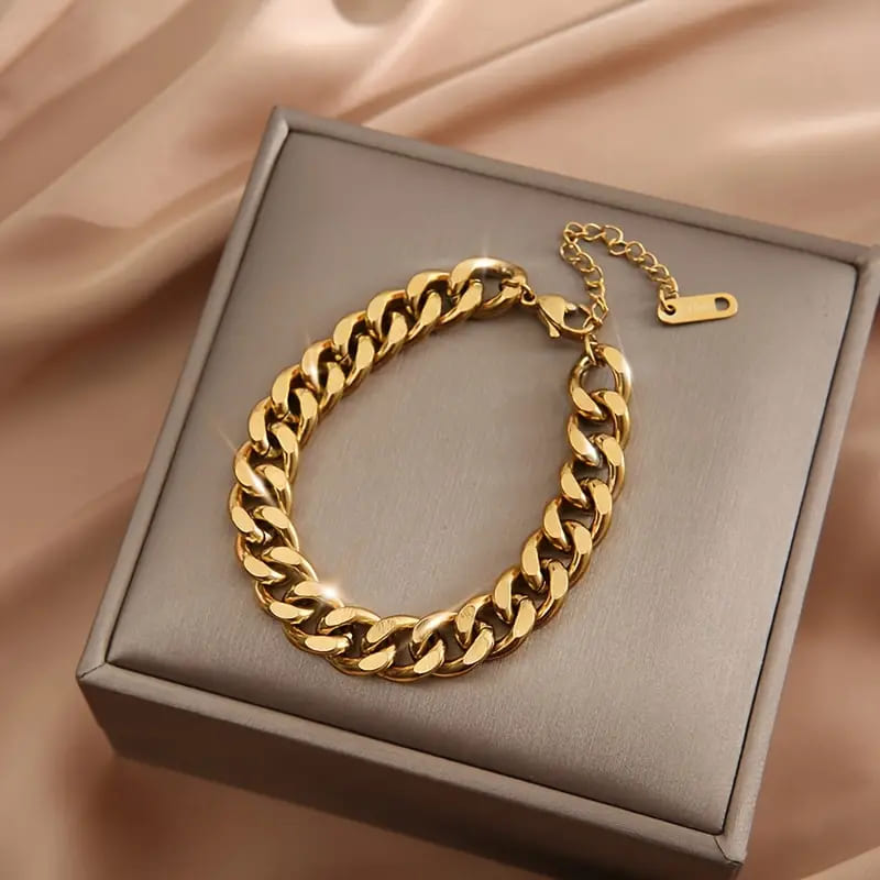 Stainless Steel Link Chain Bracelet 18k Gold Plated