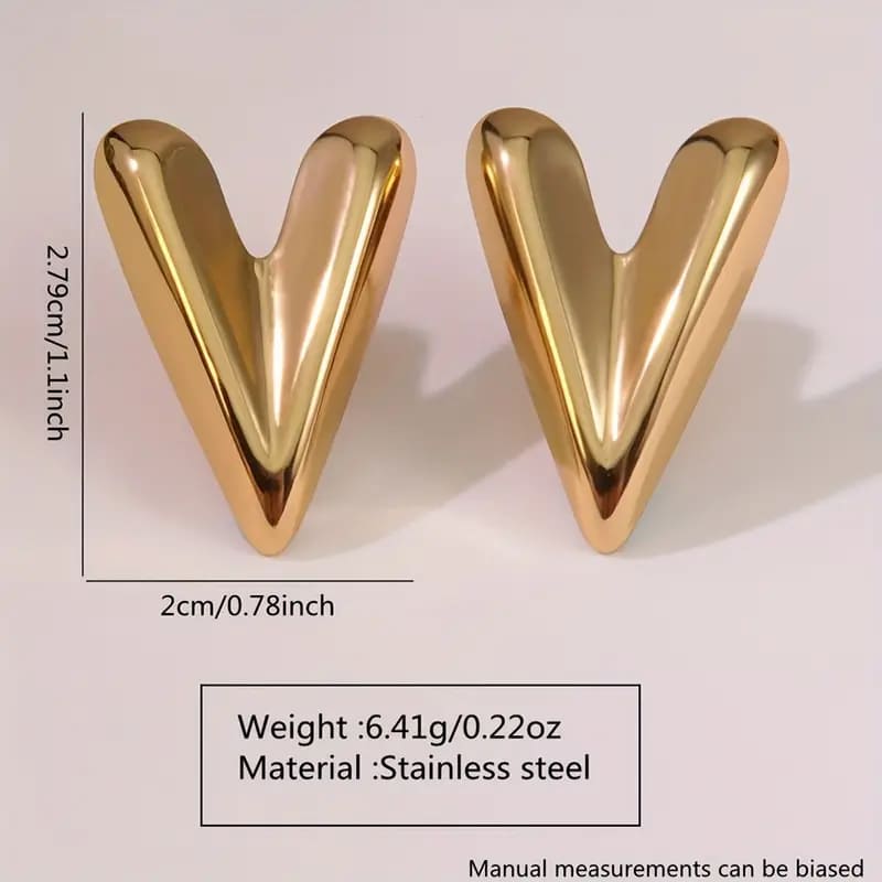 Sleek Heart Shaped Stainless Steel Studs