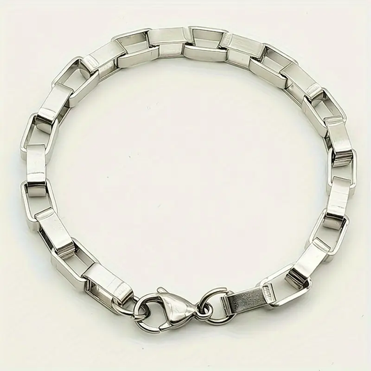 Silver Link Chain Men’s Bracelet – Stainless Steel