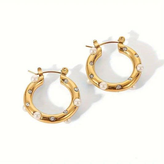 Daisy Sparkle Hoops – 18K Gold Plated Stainless Steel