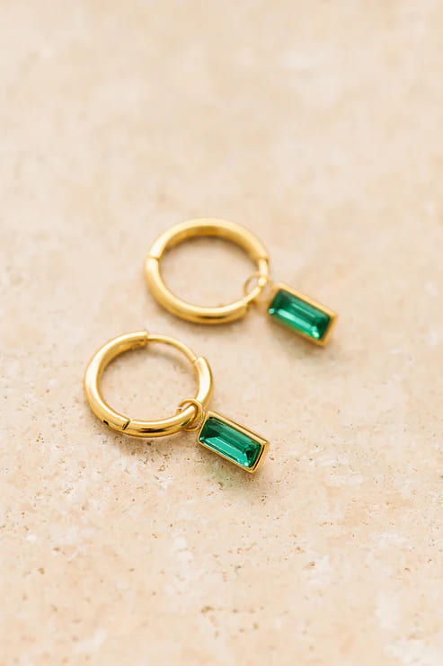 Emerald Glow Huggie Hoops