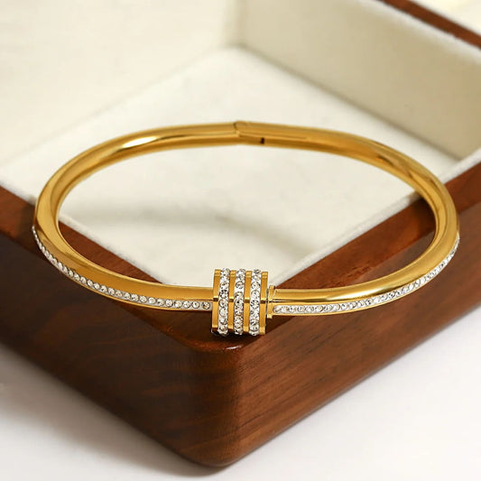 Stainless Steel Golden Glitz Adjustable Bracelet - 18K Gold Plated