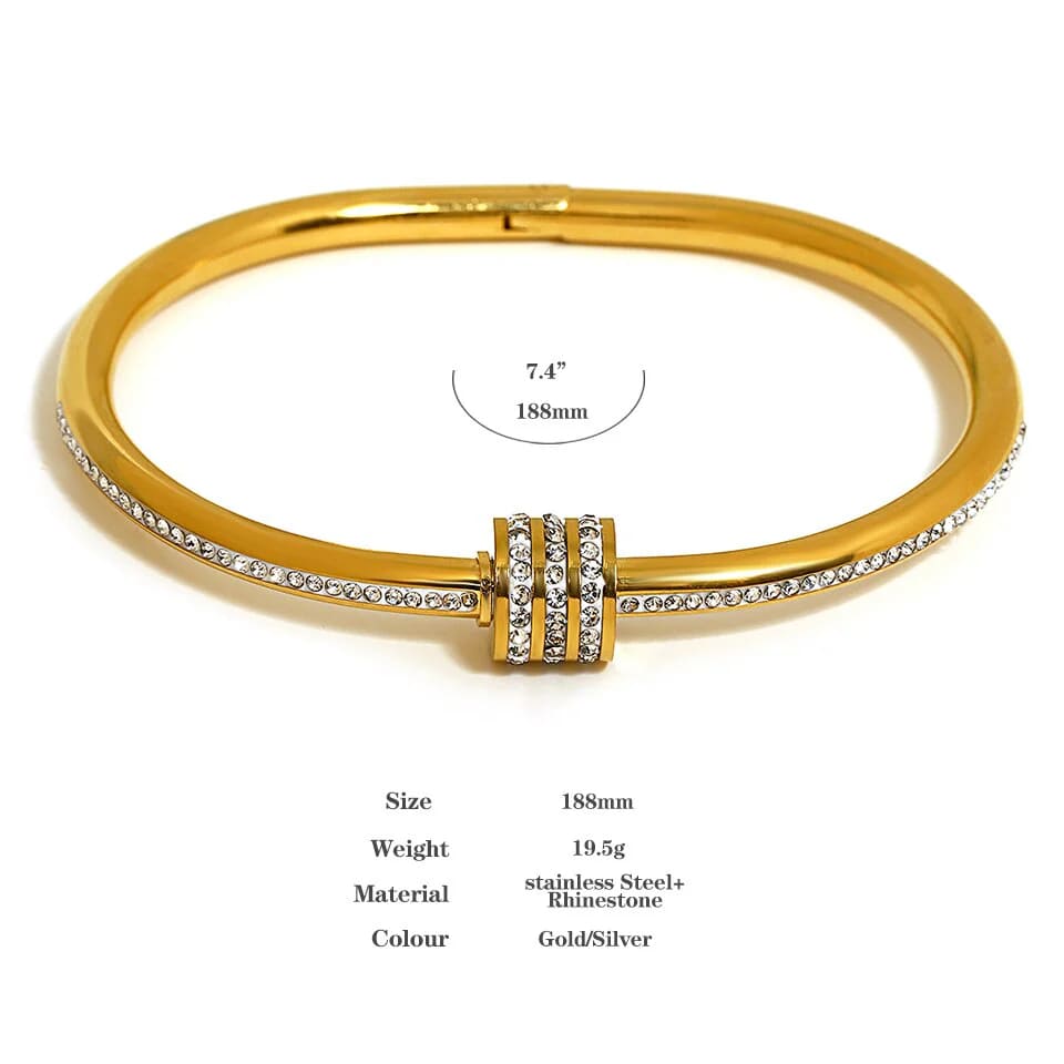 Stainless Steel Golden Glitz Adjustable Bracelet - 18K Gold Plated