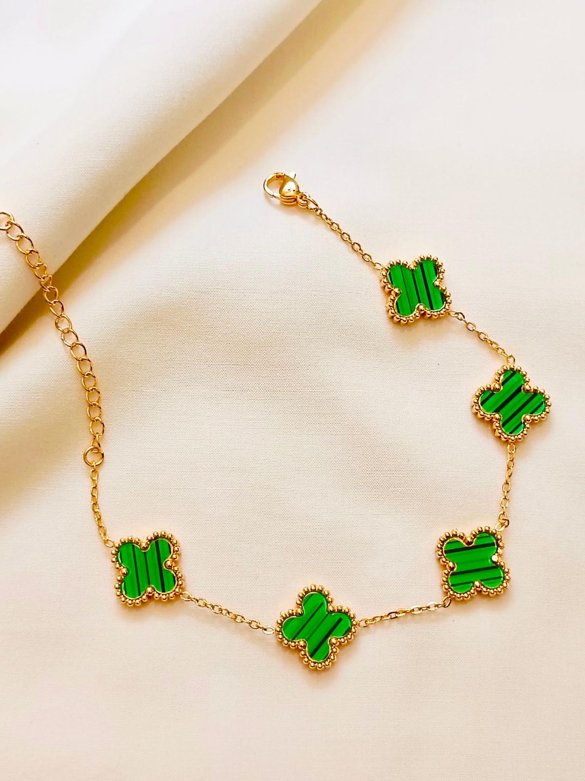 Majestic Green Clover Adjustable Bracelet