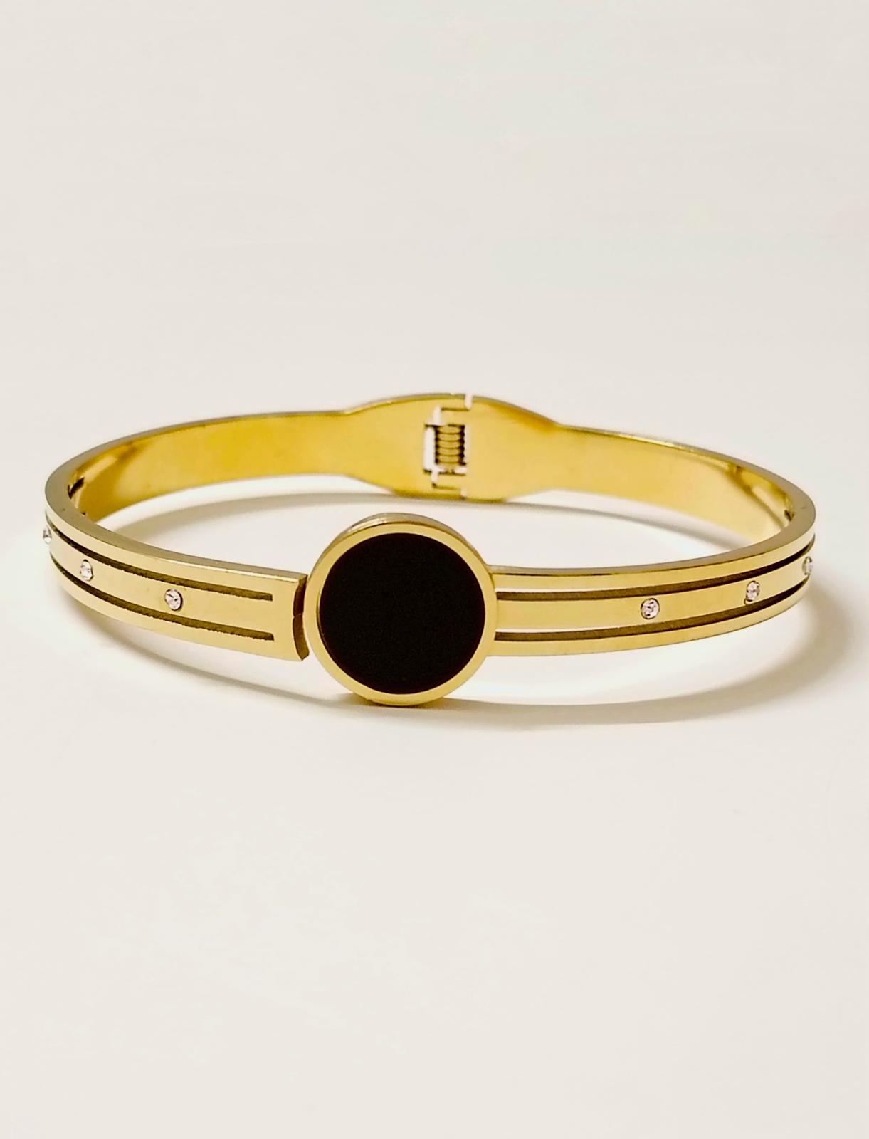 Stainless Steel Dual-Line Black Onyx Bracelet