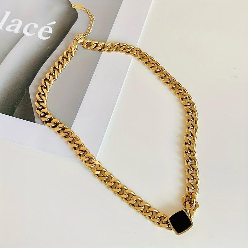 Retro Edge Black Chain Necklace