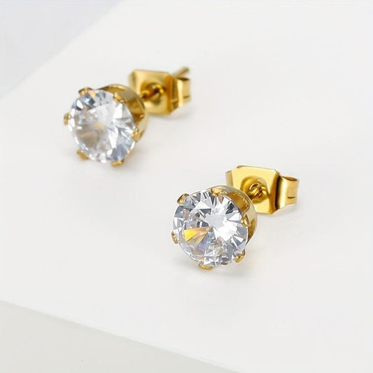 Tiny Golden Sparkle Zirconia Studs