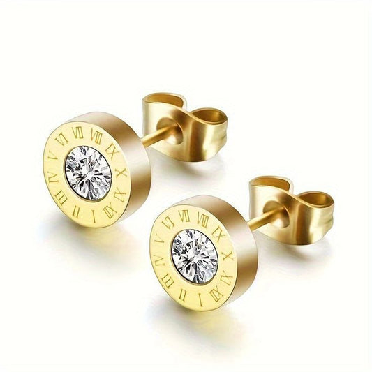 Roman Radiance Studs-Stainless Steel 18K Gold Plated