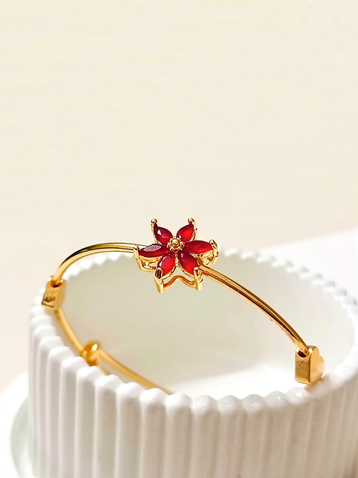 Golden Red Flora Bangle