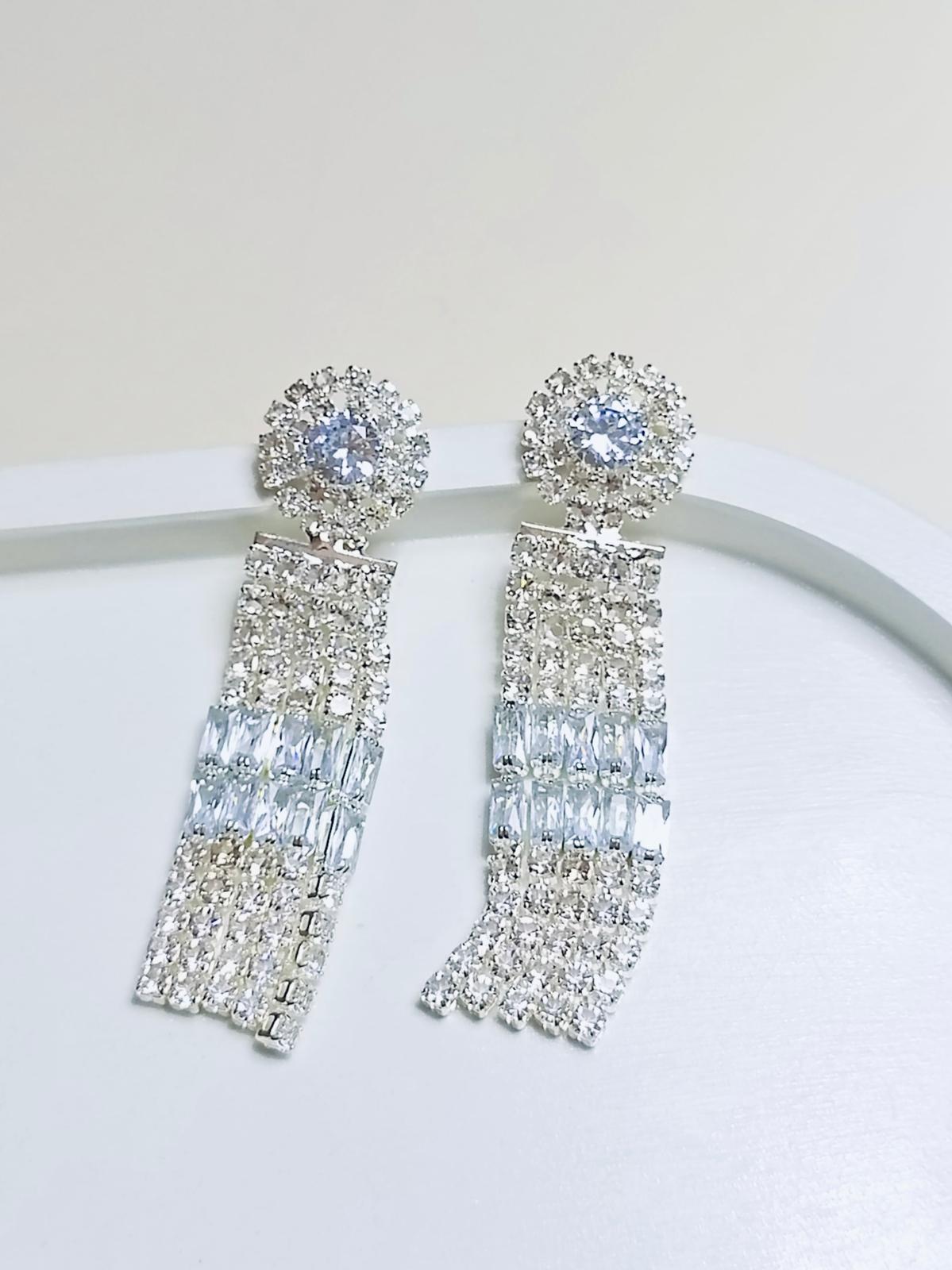 Sparkling Zircon Drop Earrings