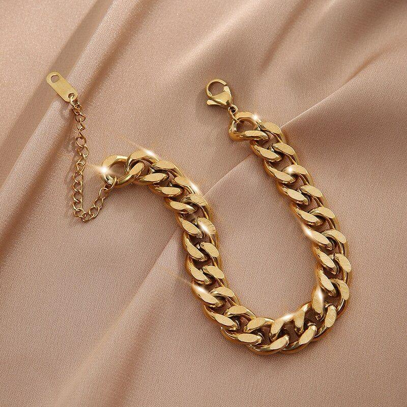 Stainless Steel Link Chain Bracelet 18k Gold Plated