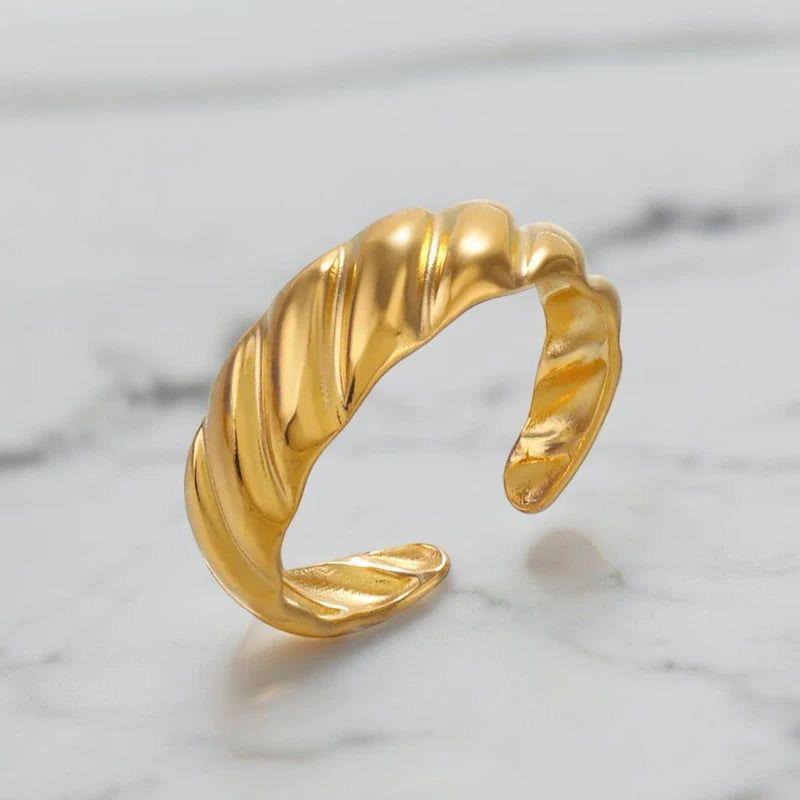 Golden Croissant Cuff Ring