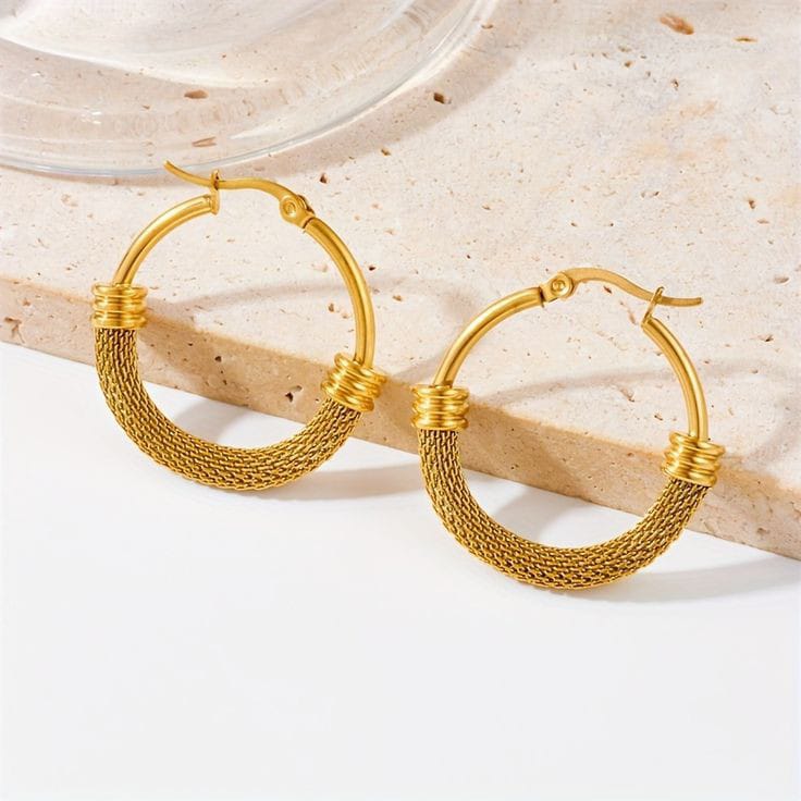 Golden Mesh Luxe Hoops