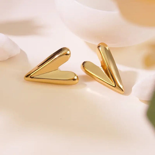 Sleek Heart Shaped Stainless Steel Studs