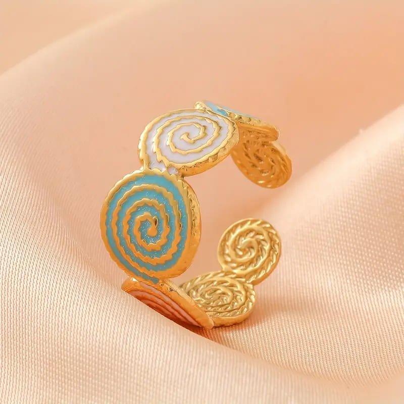 Aurora Swirl Ring – Adjustable 18K Gold Plated Stainless Steel - Glamoria