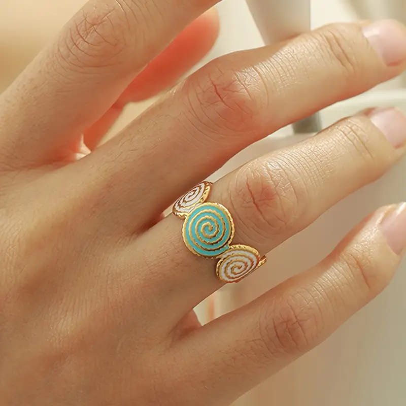 Aurora Swirl Ring – Adjustable 18K Gold Plated Stainless Steel - Glamoria