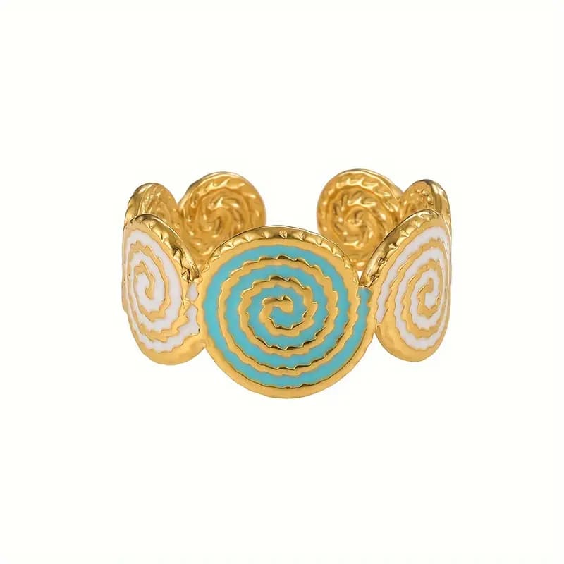 Aurora Swirl Ring – Adjustable 18K Gold Plated Stainless Steel - Glamoria