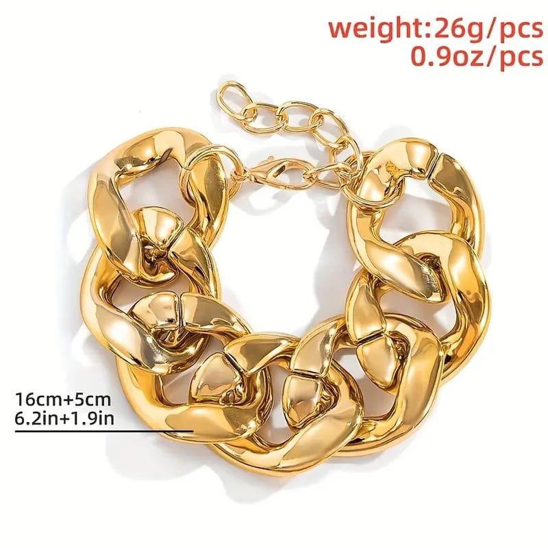 Chunky Geometric Gold Bracelet - Glamoria