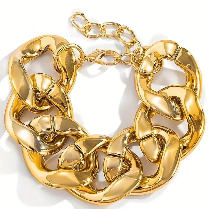 Chunky Geometric Gold Bracelet - Glamoria