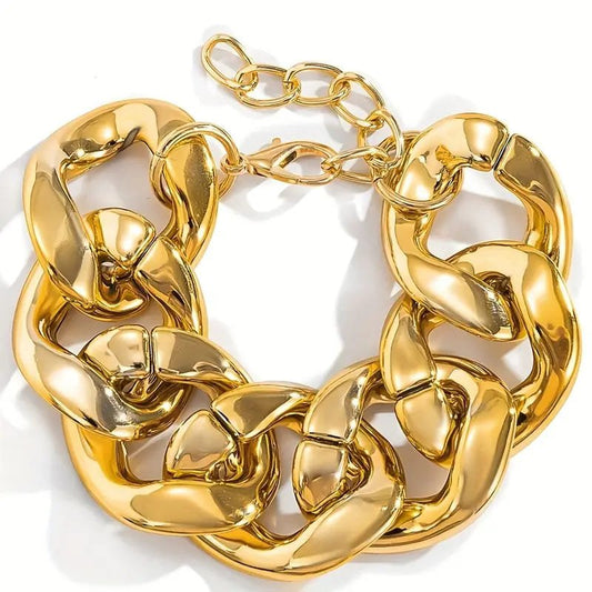 Chunky Geometric Gold Bracelet - Glamoria