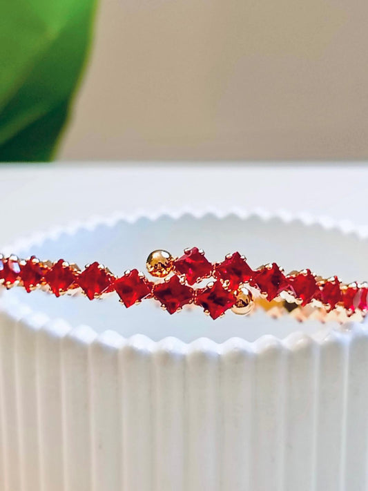 Crimson Red Prism Adjustable Bracelet - Glamoria