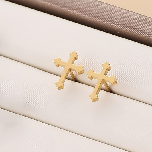 Cross Stud Earrings - Glamoria