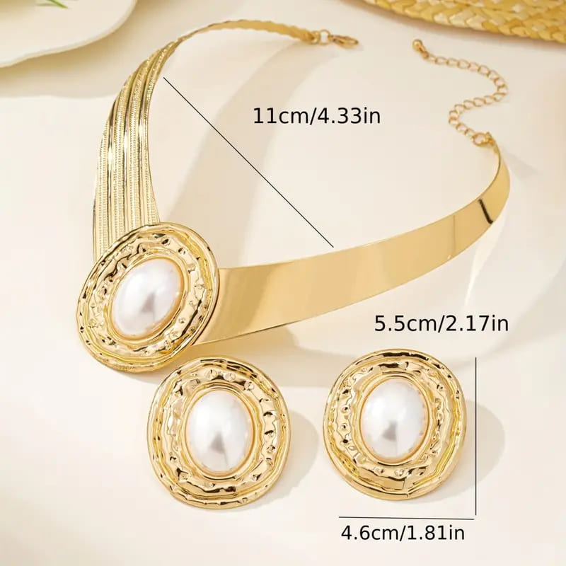 Golden Mosaic Pearl Jewelry Set