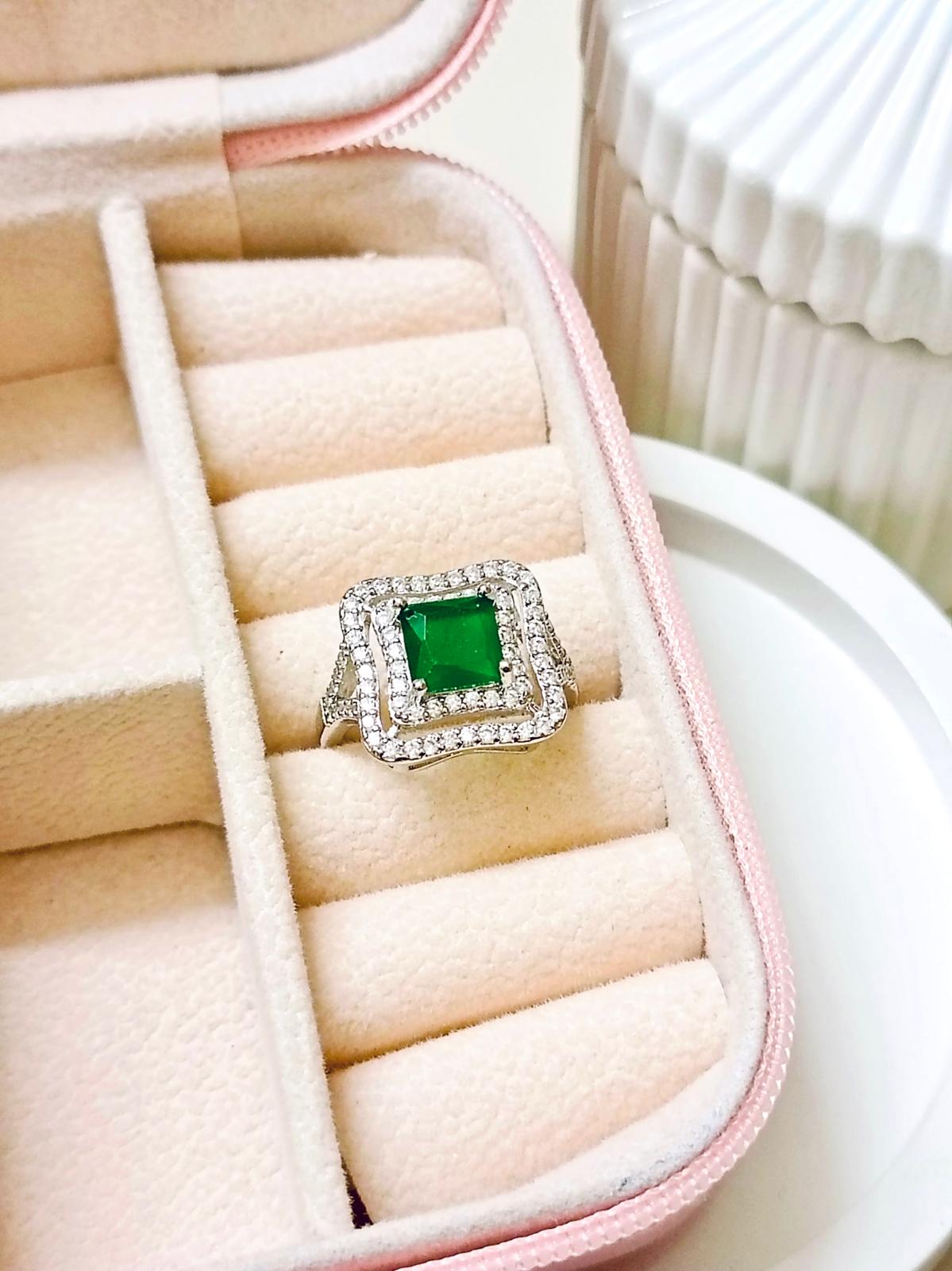 Emerald Elegance Adjustable Ring - Glamoria