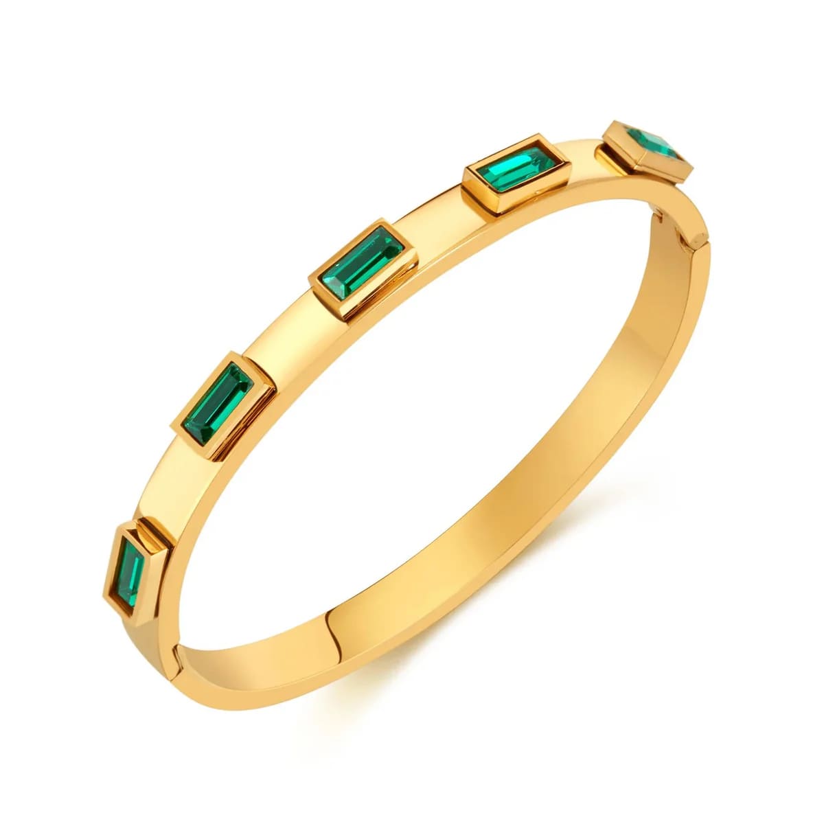 Emerald Sparkle Zirconia Adjustable Bracelet - 18K Gold Plated - Glamoria