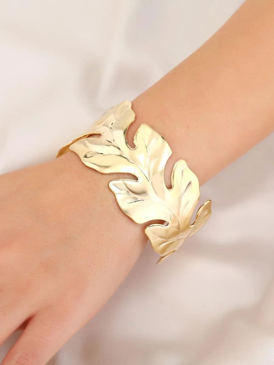 Golden Grove Leaf Cuff Bracelet