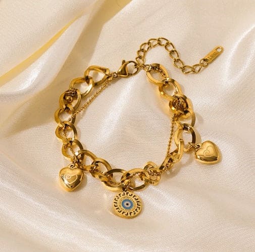 Stainless Steel Empress Charm Bracelet 18k Gold Plated